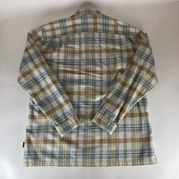 Patagonia Beige Blue Plaid Long Sleeve Button Down Shirt Mens XL - Picture 5 of 5